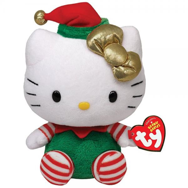 New w// tag TY Beanie Baby Hello Kitty Christmas Green Candy Cane Sanrio Plush 7/"
